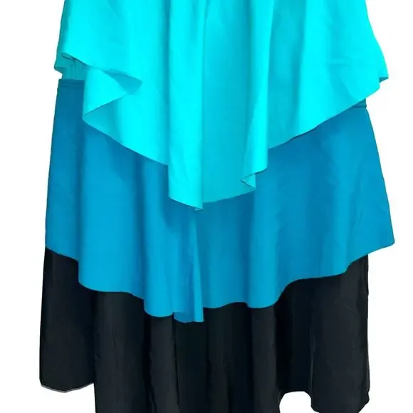 BLOOMCHIC Teal Black Layered Look Flattering Tankini Size 14/16 - Picture 4 of 8